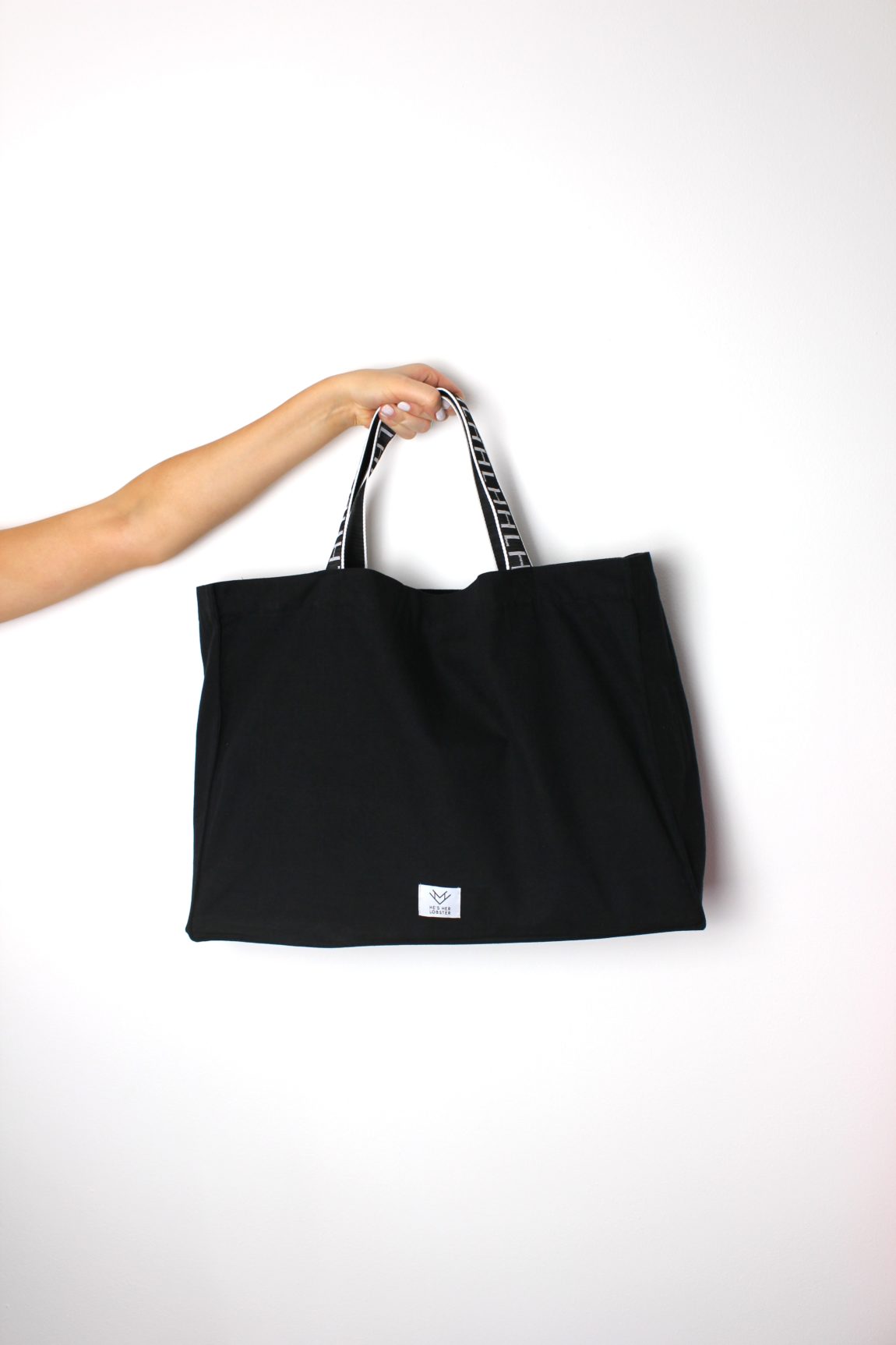 black fabric handbag