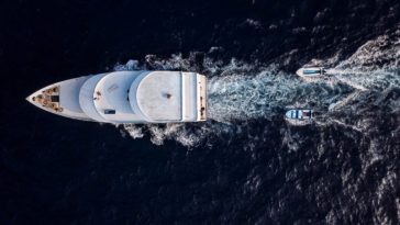 aerial photo of white yacht