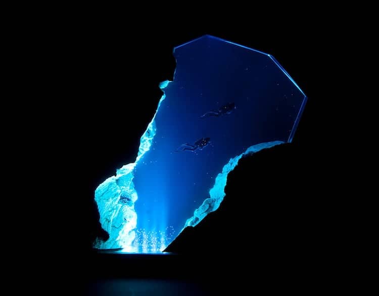 Ocean-Inspired wood and resin lamps by Samil Demirel