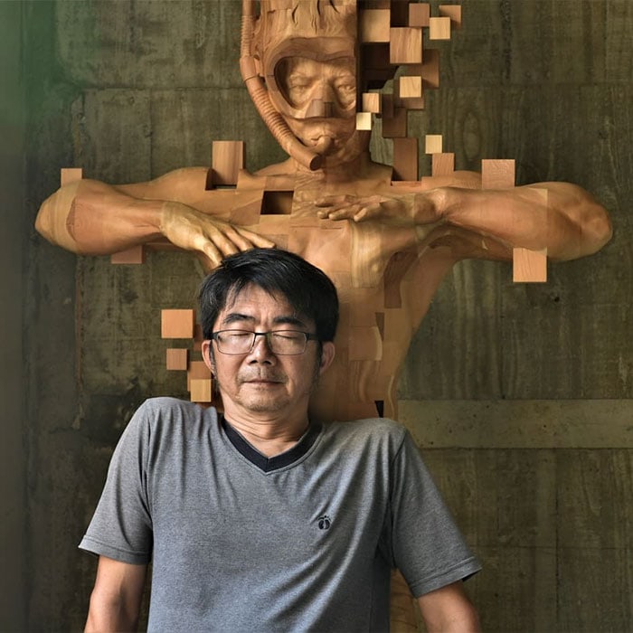 pixelated wood sculptures hsu tung han 5