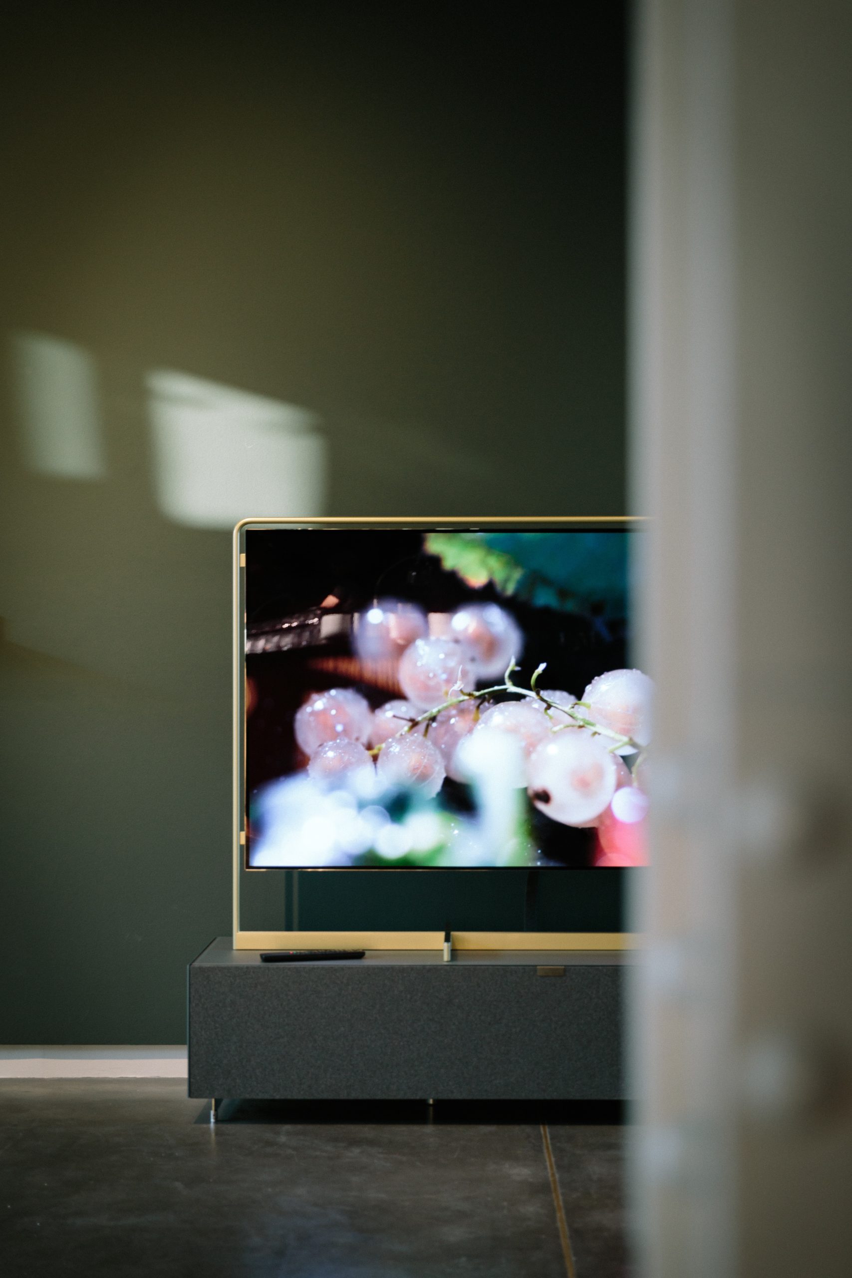 TV displaying cherries