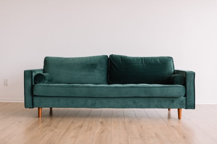 Couch green fabric sofa