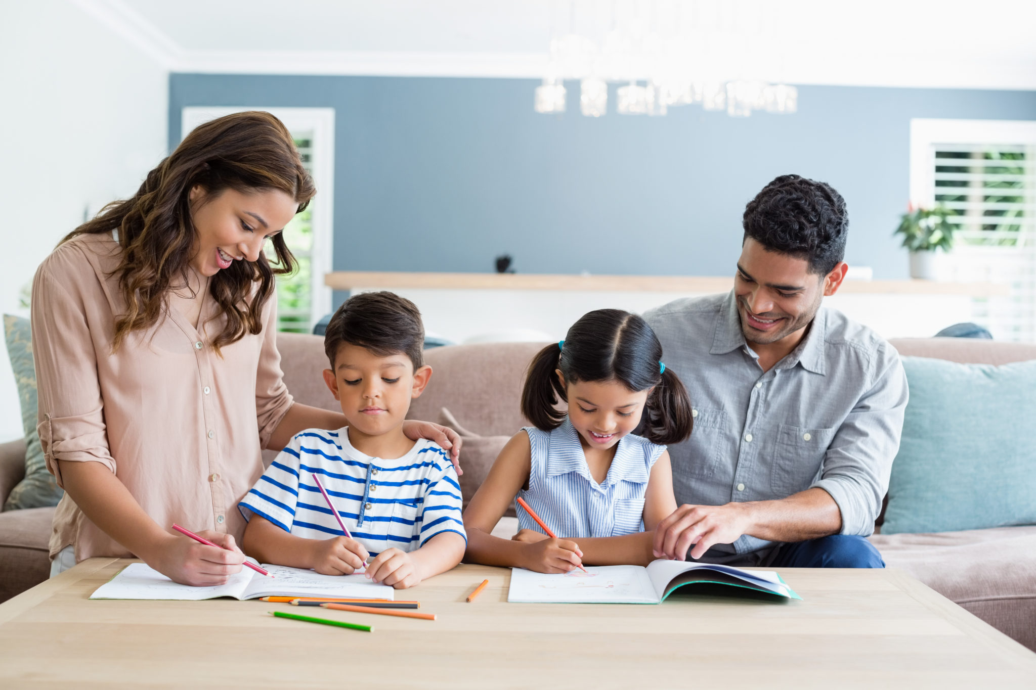 family doing homework