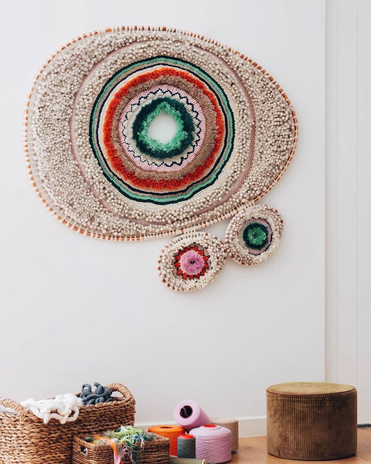Artist Tammy Kanat creates large-scale woven wall hangings full of colors