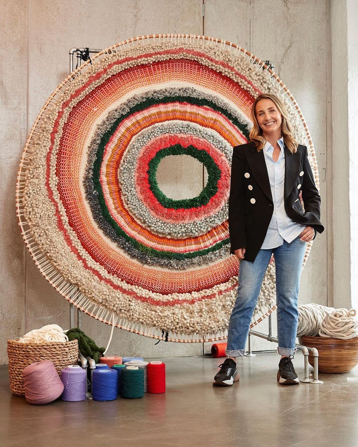 Artist Tammy Kanat creates large-scale woven wall hangings full of colors