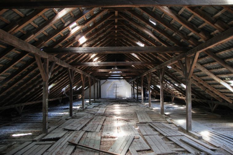 Attic brown wooden attic