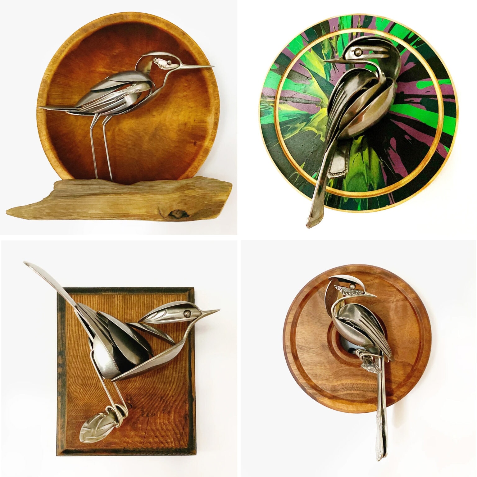 Matt Wilson's Wildlife Assemblages: Handcrafted Wood Contrasting Metallic Sculptures