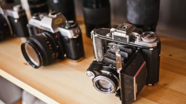 photo of two black cameras