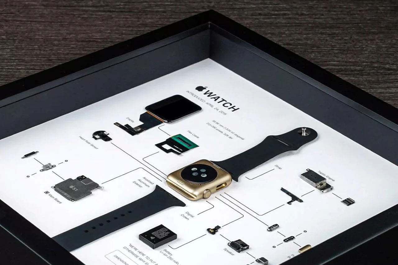 Uncover Tech's Beauty With This Apple Watch 1st Gen. Disassembled Into All its Tiny Parts