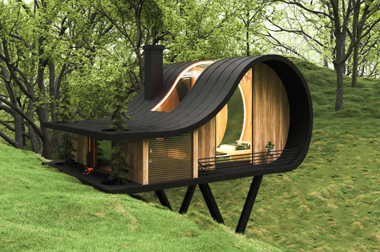 modern hobbit house cabin in the woods 4