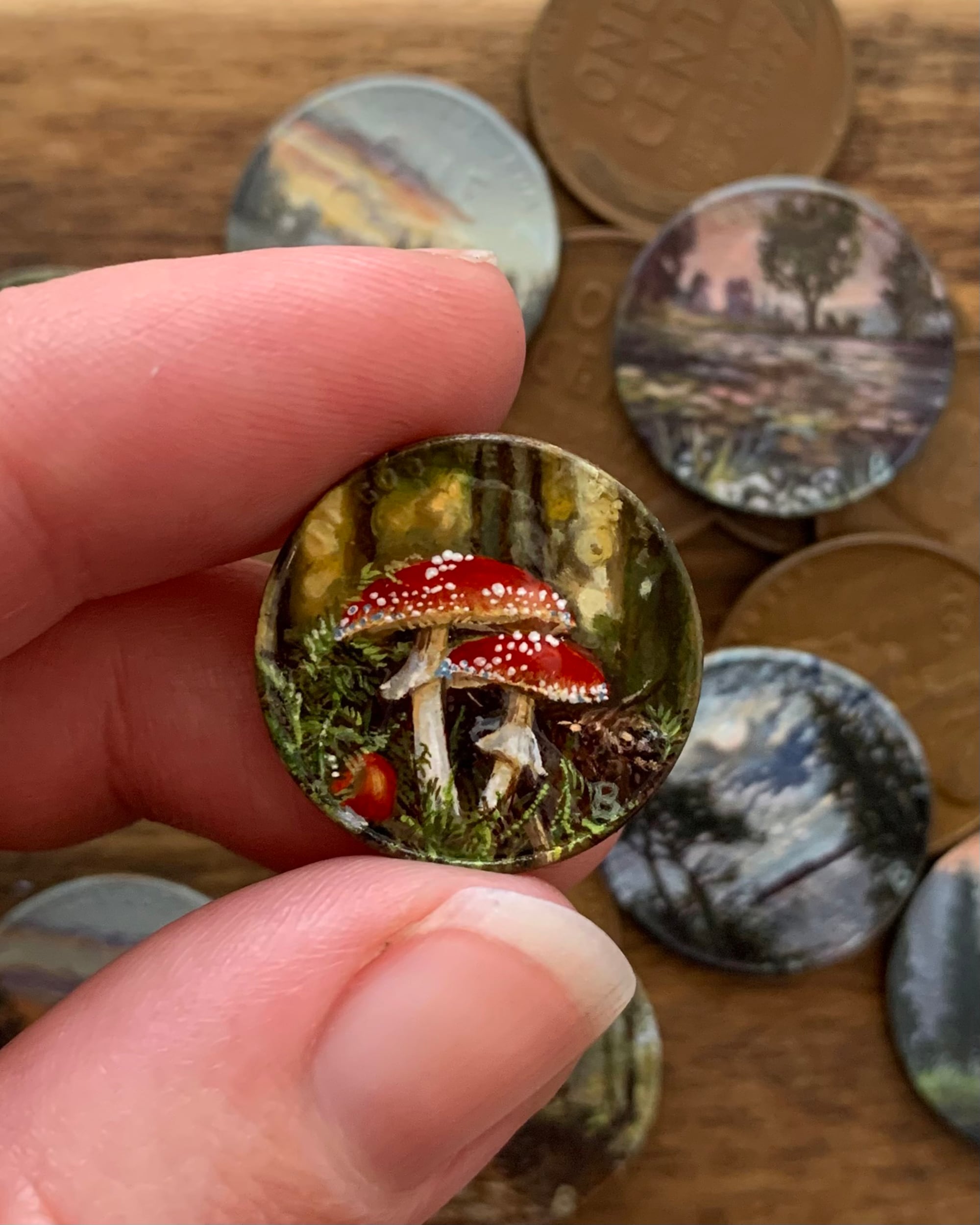 1-Inch Diameter Paintings by Bryanna Marie: Miniature Masterpieces That Correspond to the Coin's Origin