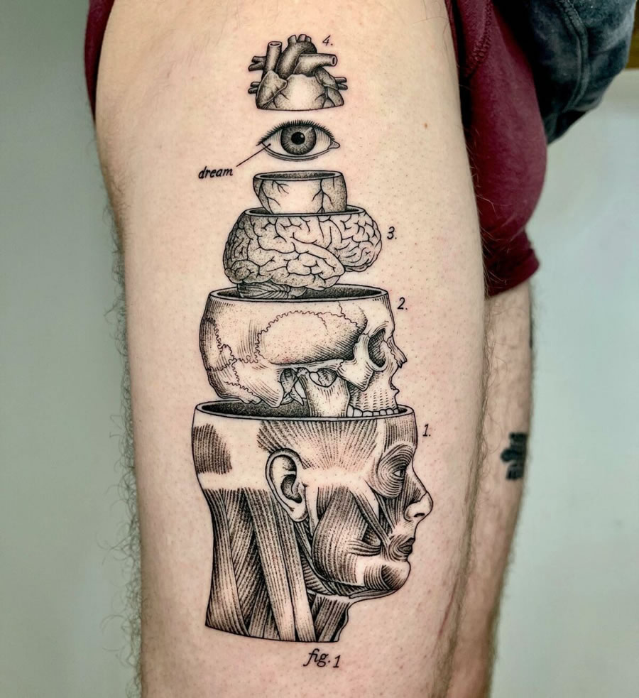 Surreal Tattoos By Michele Volpi: Unique Monochromatic Tattoos Inspired By  Vintage Science Books | FREEYORK
