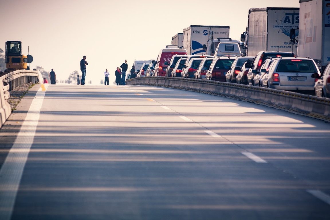 man crossing road