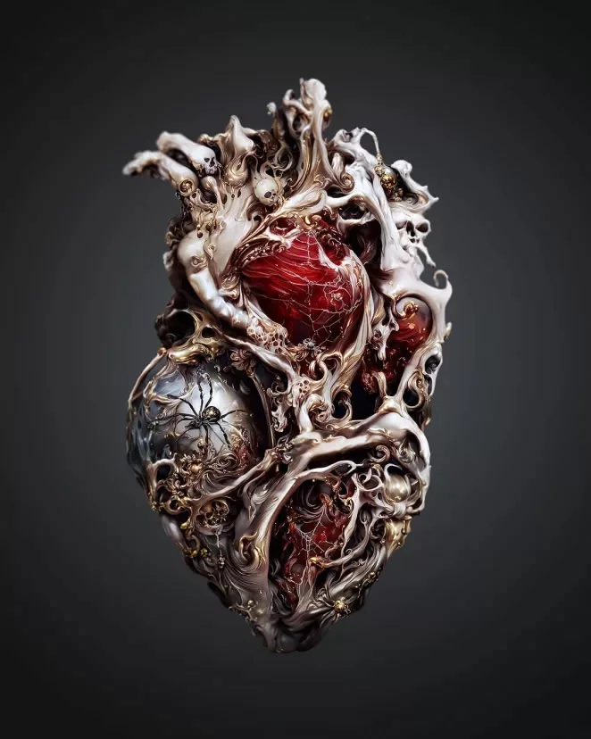 Creepy but Cool: Andrejs Pidjass Uses AI to Generate Stunning Hearts