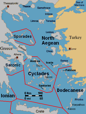 Aegean Sea with island groups labeled 2017112618 5a1b0cb81ba19