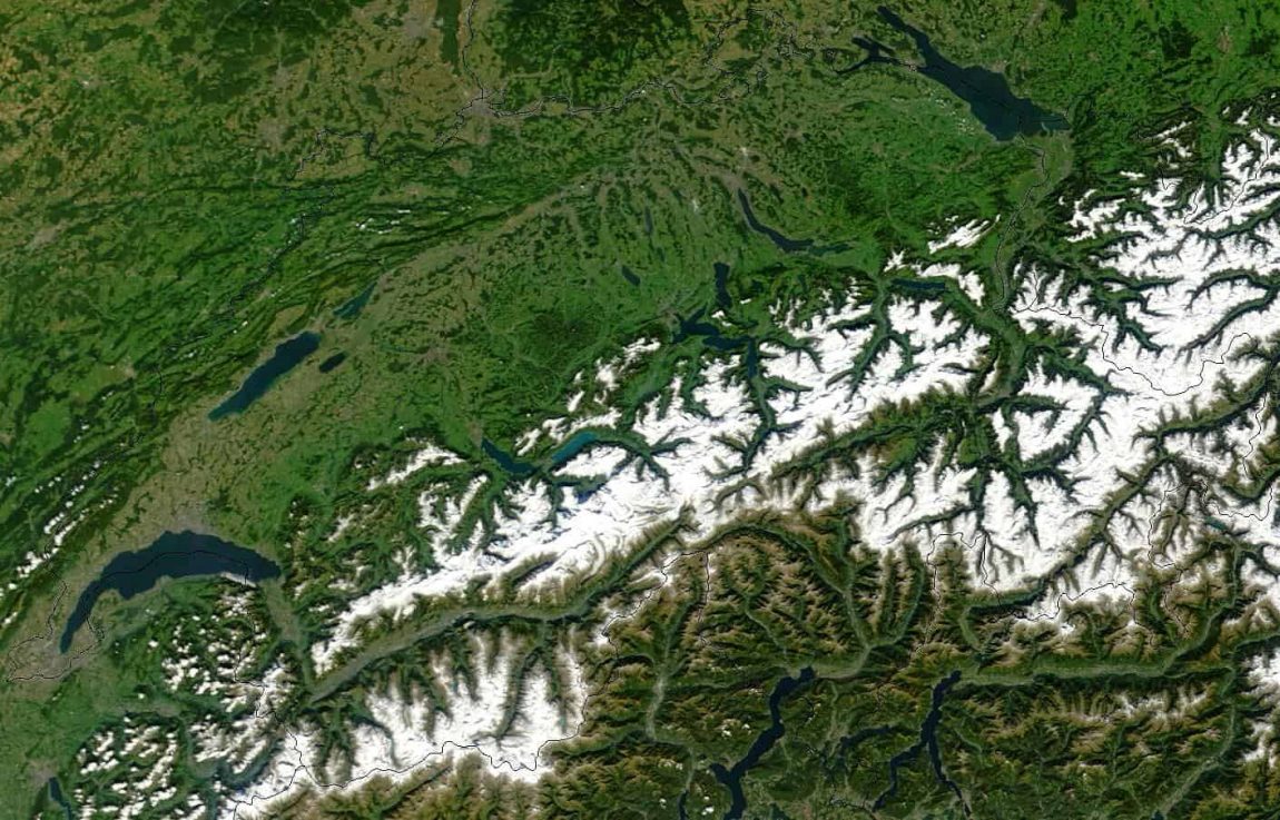 Satellite image of Switzerland in September 2002