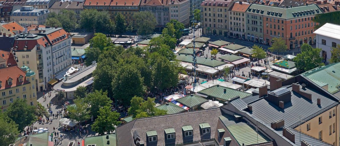 Viktualienmarkt Aerial View in Munich scaled