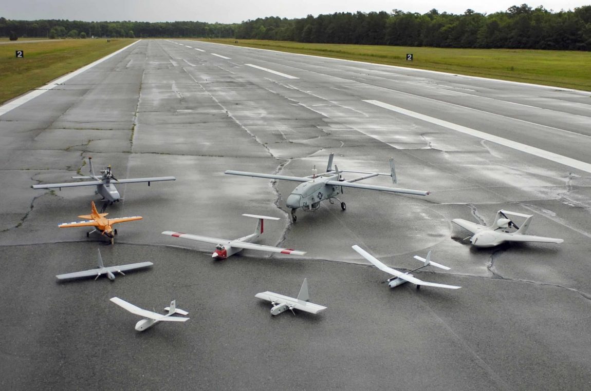 Group photo of aerial demonstrators at the 2005 Naval Unmanned Aerial Vehicle Air Demo